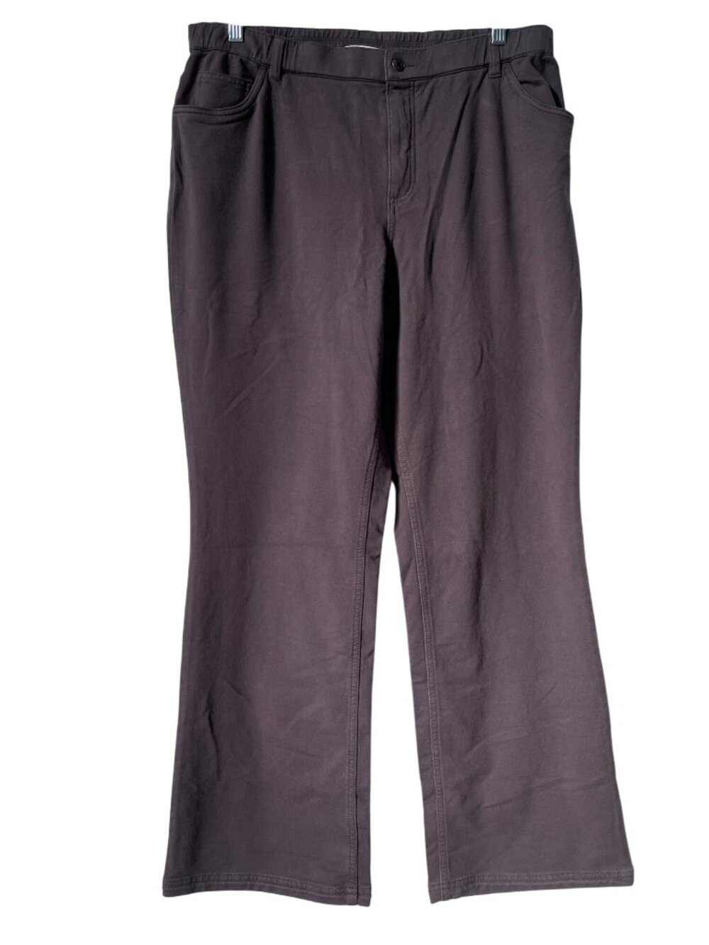 Denim & Co Ankle Pants Size 18W Elastic Waist Gray Cotton Blend Career Casual